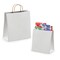 AMIFF White Shopping Bags with Handles 13 x 7 x 17 Pack of 25 White Gift Bags with Handles Bulk 150 GSM White Paper Bags with Handles Bulk White Bags with Handles White Kraft Bags with Handles